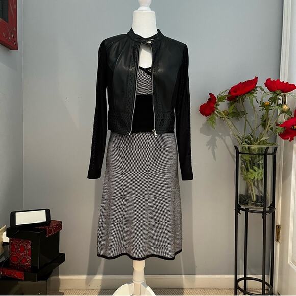 NEW Moda Merino Wool Houndstooth Plaid Classic Tailored Midi Sweater Dress S… - Picture 4 of 16